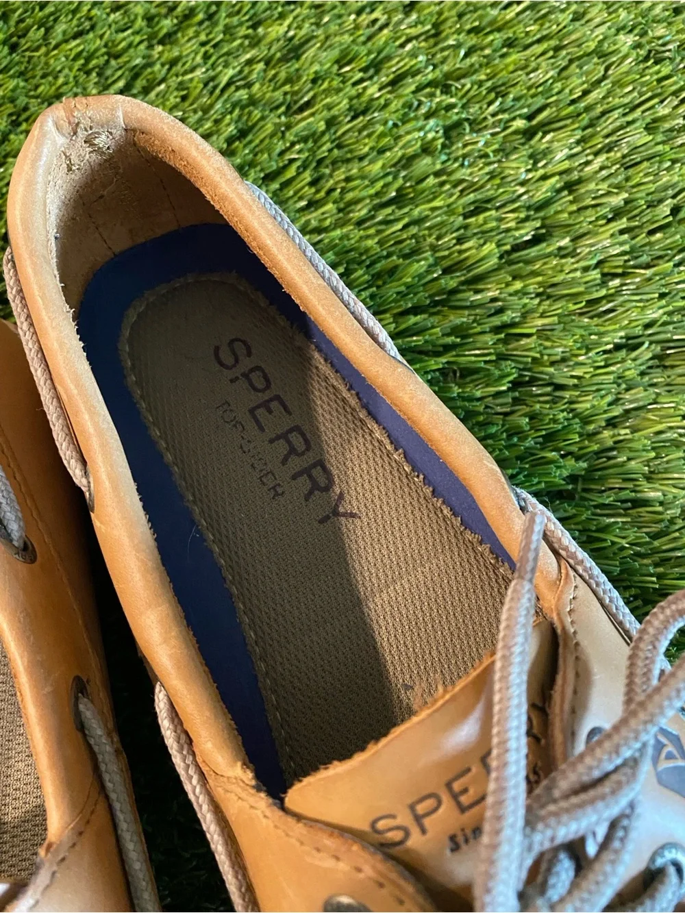 Sperry Top-Sider Men's 10.5 Tan Leather Leeward Boat Shoes Loafers